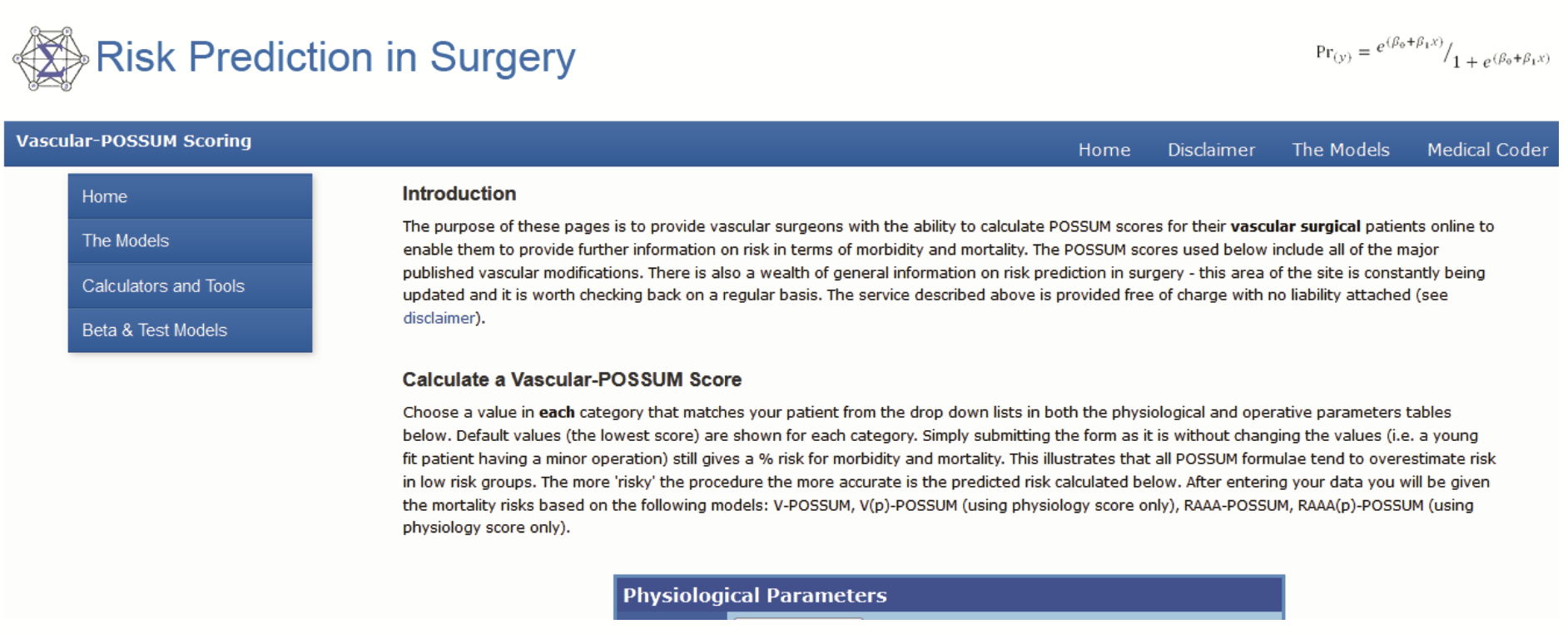 Slika 2. Vascular Physiological and Operative Severity Score for the Enumeration of Mortality and Morbidity (V-POSSUM) [<a href=