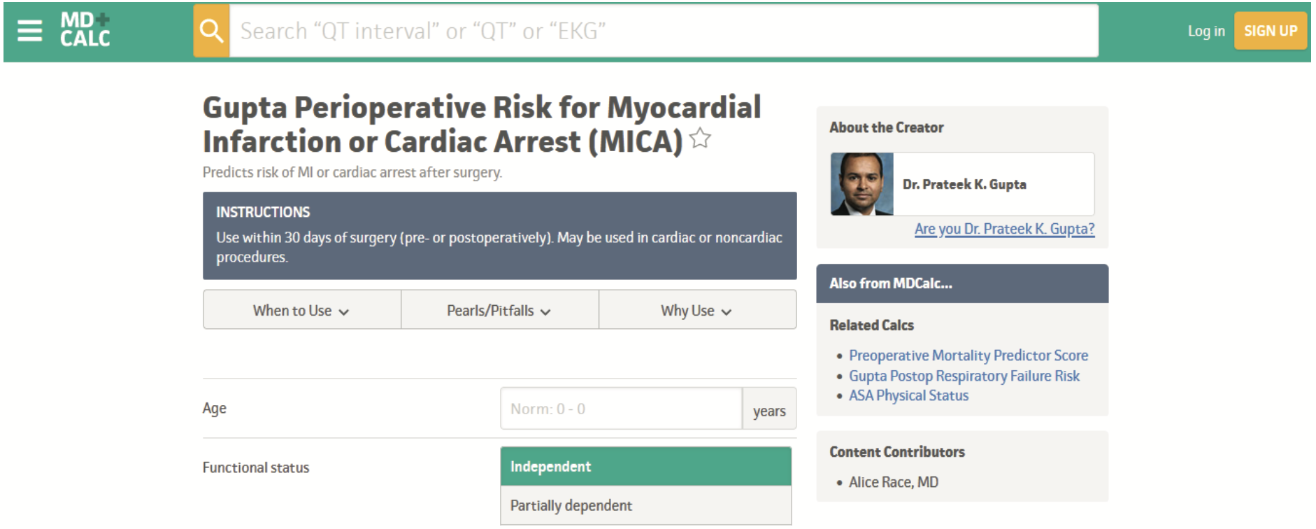 Slika 4. Gupta MICA (Myocardial Infarction or Cardiac Arrest) skor [<a href=